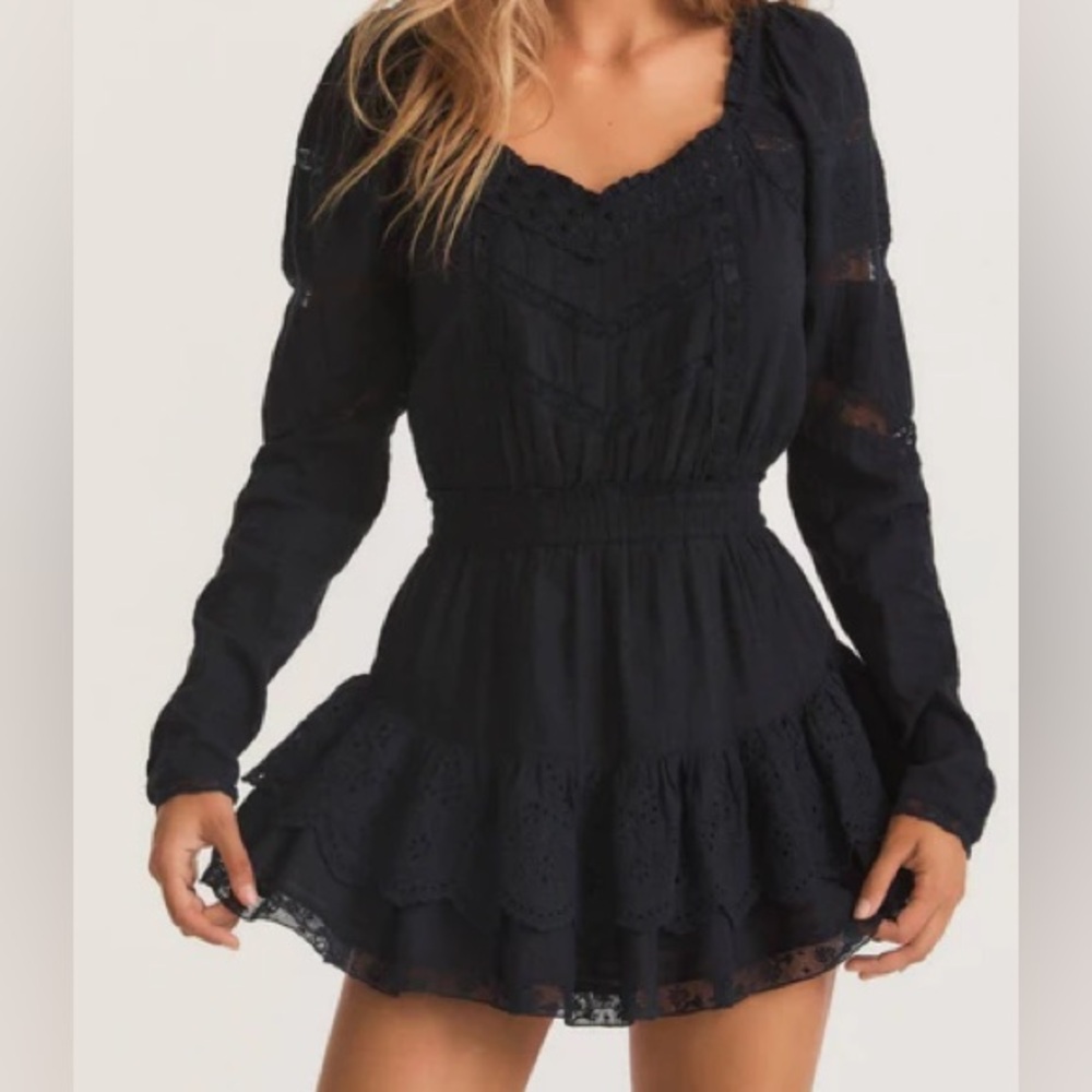 black long sleeve mini dress